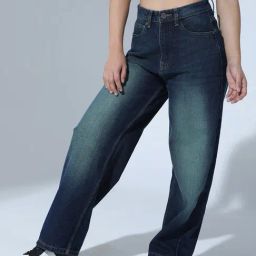 Hubberholme Blue Cotton Relaxed Fit High Rise Jeans-image-72