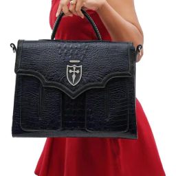 Hidesign Kawaii Midnight blue & black Leather Large Messenger Bag-image-23