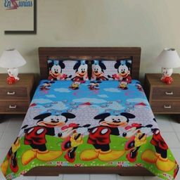 Aura Cartoon Characters 144 TC King Double Bedsheet with 2 Pillow Covers-image-78