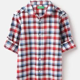 United Colors of Benetton Boys Multicolor Cotton Checkered Shirt-image-75