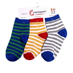 FOOTPRINTS Kids Pack Of 3 Striped Organic Cotton & Bamboo Above Ankle-Length Socks-picture-15