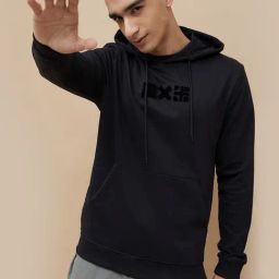 Fame Forever By Lifestyle Black Cotton Regular Fit Embroidered Hooded Sweatshirt-image-77