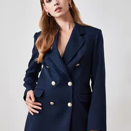 Trendyol Double-Breasted Notched Lapel Casual Blazer-picture-45