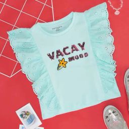 Pantaloons Junior Aruba Blue Embellished T-Shirt-image-27