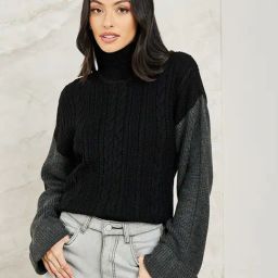 Styli Black Color-Block Sweater-30