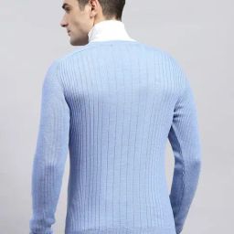 Monte Carlo Sky Blue Regular Fit Texture Pullover image 2
