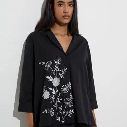 Utsa by Westside Black Floral Embroidered Cotton Tunic-picture-26