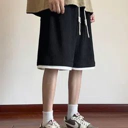 StyleCast Men Mid-Rise Loose Fit Knee Length Solid Shorts-image-73