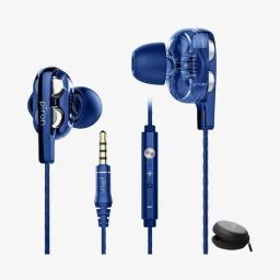 PTron Boom Ultima 4D Dual Driver Wired Earphone with Microphone (Dark Blue)-image-19