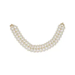 Sri Jagdamba Pearls Daisy Golden & White Pearl Necklace Set-12