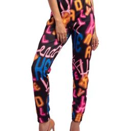 KENDALL + KYLIE Black Printed Joggers-image-0