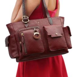 Hidesign Kawaii Marsala Textured Large Shoulder Handbag-12