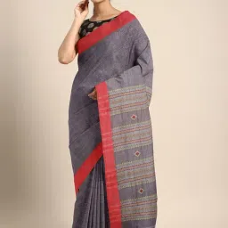 Kalakari India Grey Cotton Woven Saree With Unstitched Blouse-image-76