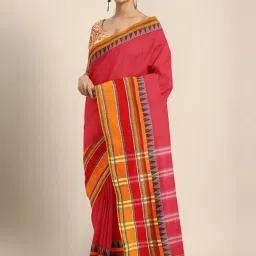 Kalakari India Red Cotton Woven Saree With Unstitched Blouse-picture-4