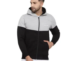 Kalt Black & Light Grey Full Sleeves Hooded Sweatshirt-34