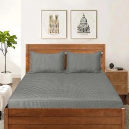 Saral Home Grey 150 TC Cotton King Bedsheet with 2 Pillow Covers-image-77