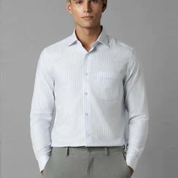 Louis Philippe White Cotton Regular Fit Striped Shirt-picture-39