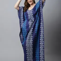 Secret Wish Blue Printed Kaftan Nighty-picture-25