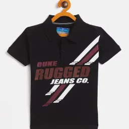 Duke Kids Black Printed Polo T-Shirt-image-87