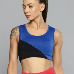 ALCIS Blue & Black Color-Block Sports Bra-image-24