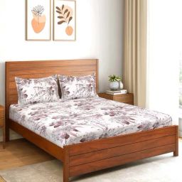 Saral Home Ava Brown 200 TC Microfiber Soft Queen Bedsheet with 2 Pillow Covers-24