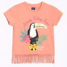 Allen Solly Girls Peach Cotton Embellished T-shirt-image-40