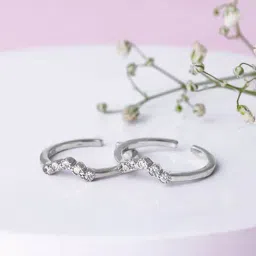 GIVA 925 Sterling Silver Gilded Sparkle Toe Rings For Women-picture-45