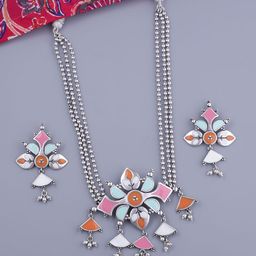 Voylla Women Silver-Plated & Enamelled Jewellery Set-picture-32