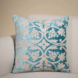 Pure Home and Living Blue Cotton Embroidered Square Cushion Cover-image-89