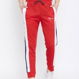 Crease & Clips Men Red Solid Straight-Fit Joggers-image-84