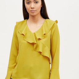 Harpa Women Mustard Yellow Ruffle Solid Top-image-95