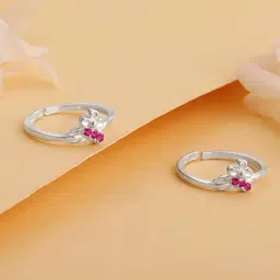 GIVA 925 Silver Pink Bloom Toe Rings For Women-picture-48