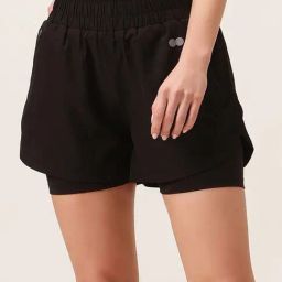 Clovia Black Regular Fit Sports Shorts-17