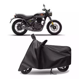 Auto Pearl Polyester Two Wheeler Cover for Royal Enfield Hunter 350 (Grey)-image-90
