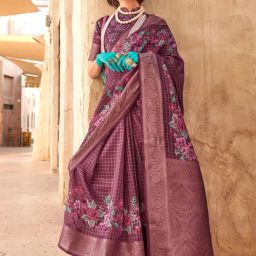 Saree Mall Maroon Woven Sarees With Unstitched Blouse-image-30