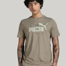 Puma Brown Cotton Regular Fit Logo Printed Sports T-Shirt-image-64