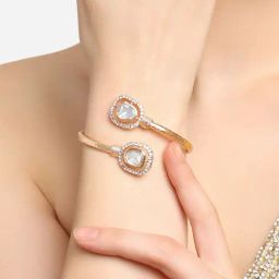 Zaveri Pearls Gold Tone Dazzling Embellished Bangle Style Kada Bracelet-ZPFK16891-58