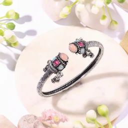 Zaveri Pearls Multi-Color Silver Artificial Stones Embellished Kada Bracelets-ZPFK16889-71