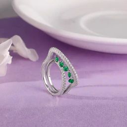 GIVA 925 Silver Fresh Green Ring Fixed Size For Women-image-19