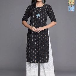 Anouk Rustic Selection Of 3 Geometric Printed Round Neck Straight Kurtas-image-24