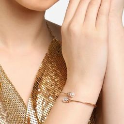 Zaveri Pearls Rose Gold Dazzling Cubic Zirconia Embellished Brass Kada Bracelet-ZPFK16899-43