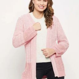 MADAME Peach Textured Pattern Shrug-image-22