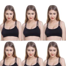 AROUSY Black Cotton Bralette Bra - Pack Of 6-picture-33