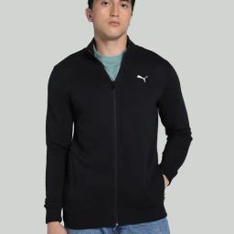 Puma Black Cotton Slim Fit Sports Jacket-image-7