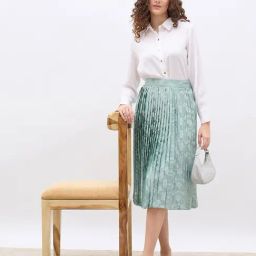 Styli Green Regular Fit Self Design Skirt-picture-48