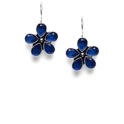 Bamboo Tree Jewels Blue Floral Drop Earrings-picture-4
