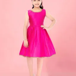Aarika Kids Rani Pink Flared Fit Middi Dress-image-43
