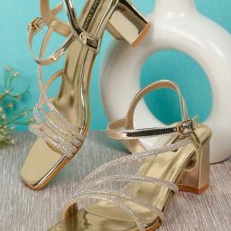 Flat N Heels Women's Golden Ankle Strap Sandals-image-17