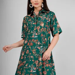 Sukshat Floral Printed Shirt Collar A-Line Mini Dress-picture-22