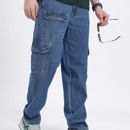 glitchez Men Straight Fit Cargo Style Jeans-image-78